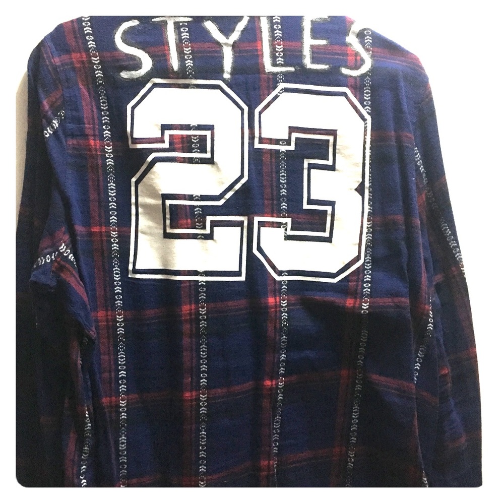 Hand painted Styles blue flannel!